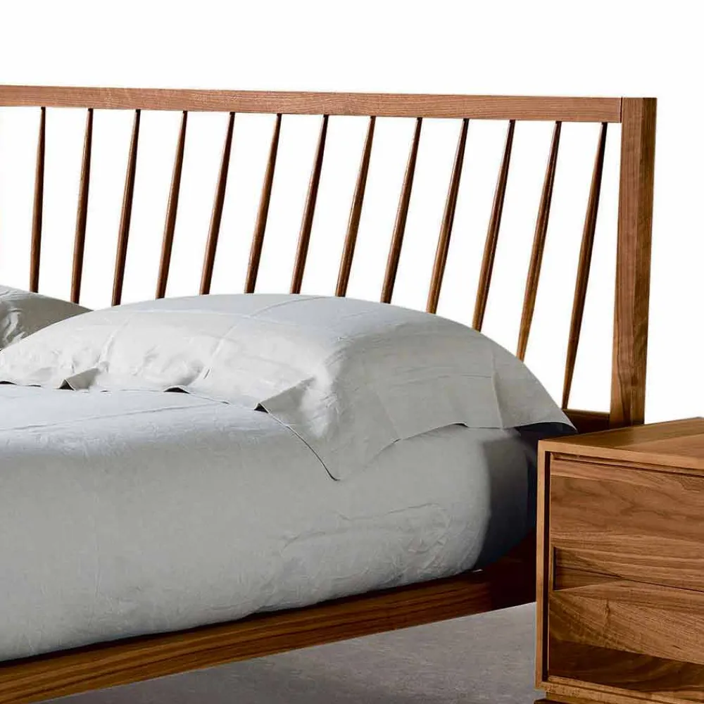 Viadurini Night Design Design Doppelbetten-Doppelbett 160x200cm, Basis aus massivem Nussholz Desing Alain