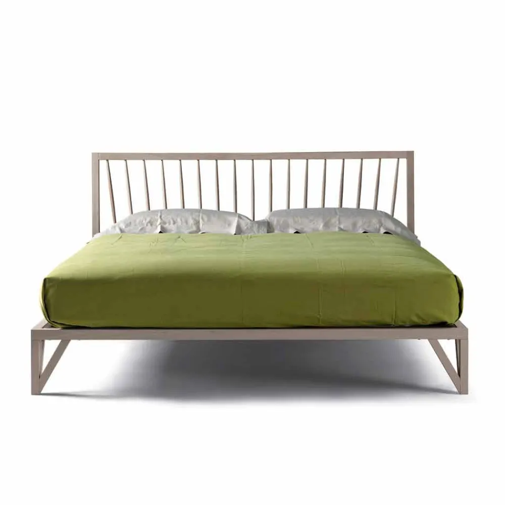 Viadurini Night Design Design Doppelbetten-Doppelbett 160x200cm, Basis aus massivem Nussholz Desing Alain