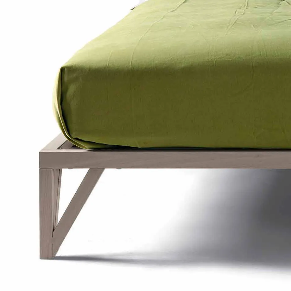 Viadurini Night Design Design Doppelbetten-Doppelbett 160x200cm, Basis aus massivem Nussholz Desing Alain