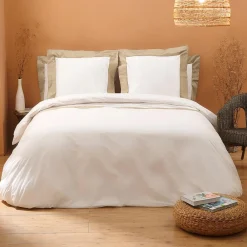 Viadurini Textile Bettbezüge-Doppelbett-Bettbezug-Set aus 100 % Baumwolle und 10 % Baumwollsatin – Detail