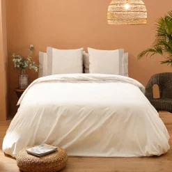 Viadurini Textile Bettbezüge-Doppelbettbezug-Set aus 90 % Baumwolle und 10 % Leinen, hergestellt in Italien – Nestle