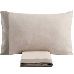 Viadurini Textile Bettbezüge-Doppelbettbezug-Set aus 90 % Baumwolle und 10 % Leinen, hergestellt in Italien – Nestle