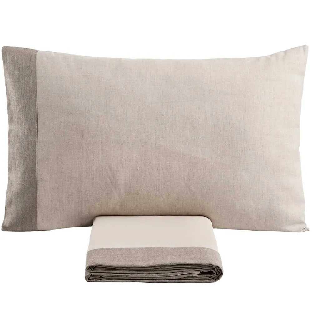 Viadurini Textile Bettbezüge-Doppelbettbezug-Set aus 90 % Baumwolle und 10 % Leinen, hergestellt in Italien – Nestle