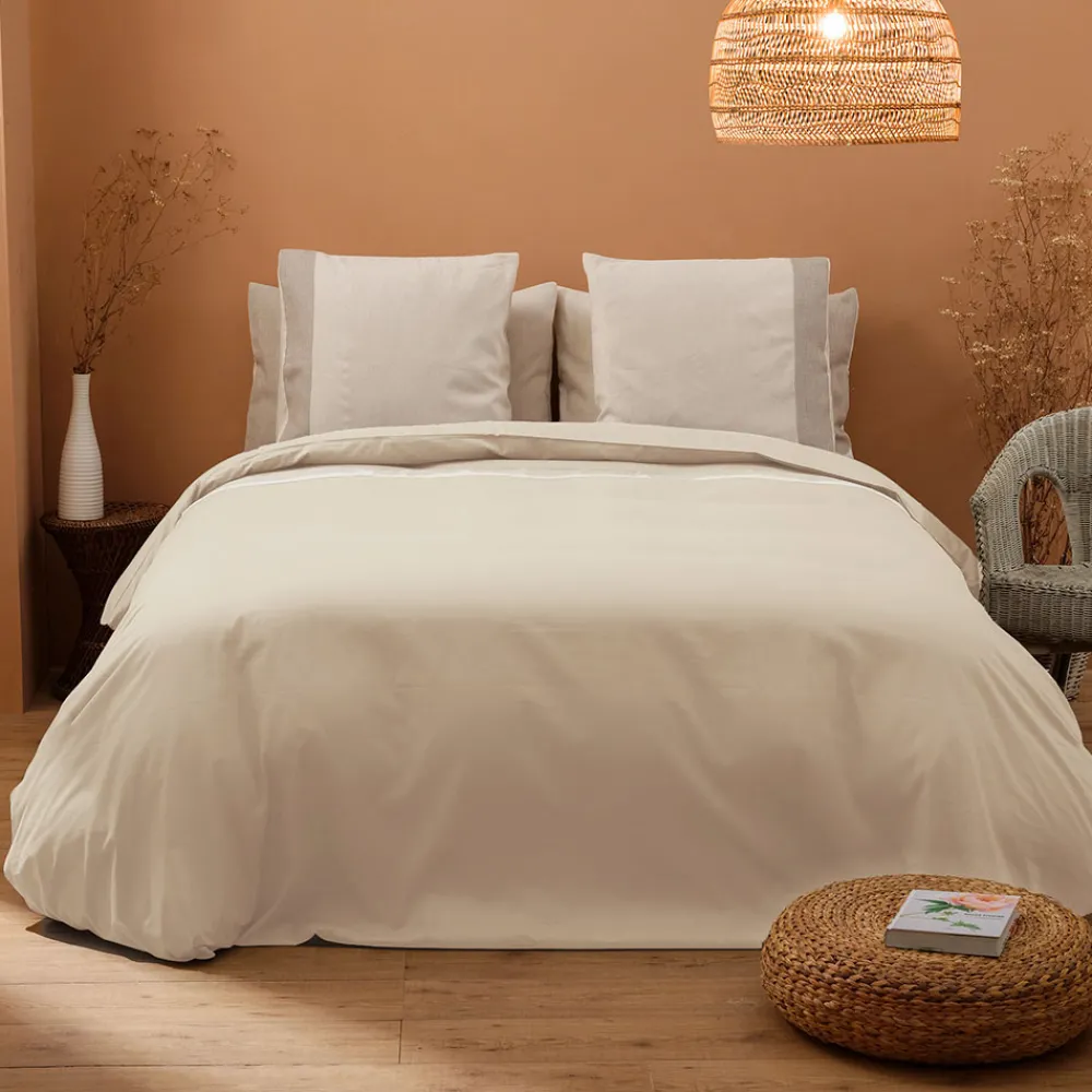 Viadurini Textile Bettbezüge-Doppelbettbezug-Set aus 90 % Baumwolle und 10 % Leinen, hergestellt in Italien – Nestle