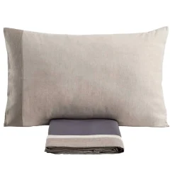 Viadurini Textile Bettbezüge-Doppelbettbezug-Set aus 90 % Baumwolle und 10 % Leinen, hergestellt in Italien – Nestle