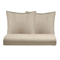 Viadurini Textile Bettbezüge-Doppelbettbezug-Set aus reiner, stückgefärbter Baumwolle mit 2 Kissenbezügen - Delicacy