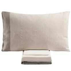 Viadurini Textile Bettlaken-Doppelbettset aus 90 % Baumwolle und 10 % Leinen, hergestellt in Italien – Nestle