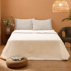 Viadurini Textile Bettlaken-Doppelbettset aus 90 % Baumwolle und 10 % Leinen, hergestellt in Italien – Nestle