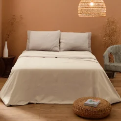 Viadurini Textile Bettlaken-Doppelbettset aus 90 % Baumwolle und 10 % Leinen, hergestellt in Italien – Nestle