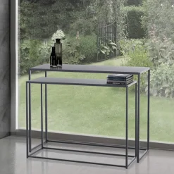 Viadurini Living Konsolentisch Flur-Doppelkonsole aus anthrazitfarbenem Stahl – Osmium