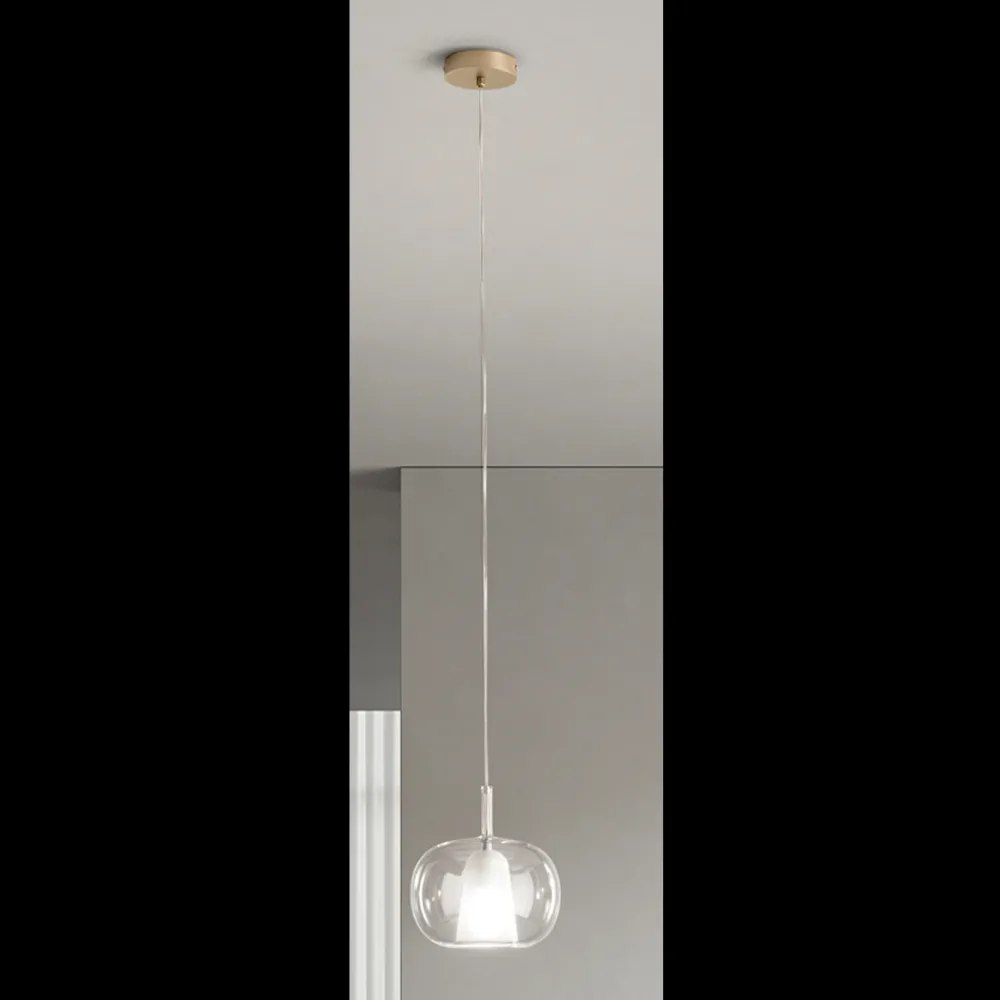 Viadurini Lighting Moderne Pendelleuchten-Doppelschichtige Pendelleuchte aus mundgeblasenem Glas Made in Italy - Trilly