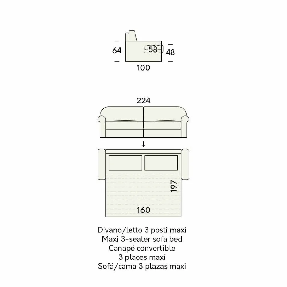 Viadurini Italian Sofas Moderne Schlafsofas-Doppelschlafsofa aus Designstoff Made in Italy - Anemone