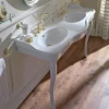 Viadurini Bathroom Vintage Waschbecken|Keramikwaschbecken-Doppelschüssel Consolle Waschbecken mit Keramikfüßen, Made in Italy - Paulina