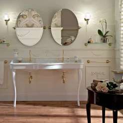 Viadurini Bathroom Vintage Waschbecken|Keramikwaschbecken-Doppelschüssel Consolle Waschbecken mit Keramikfüßen, Made in Italy - Paulina