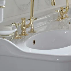 Viadurini Bathroom Vintage Waschbecken|Keramikwaschbecken-Doppelschüssel Consolle Waschbecken mit Keramikfüßen, Made in Italy - Paulina