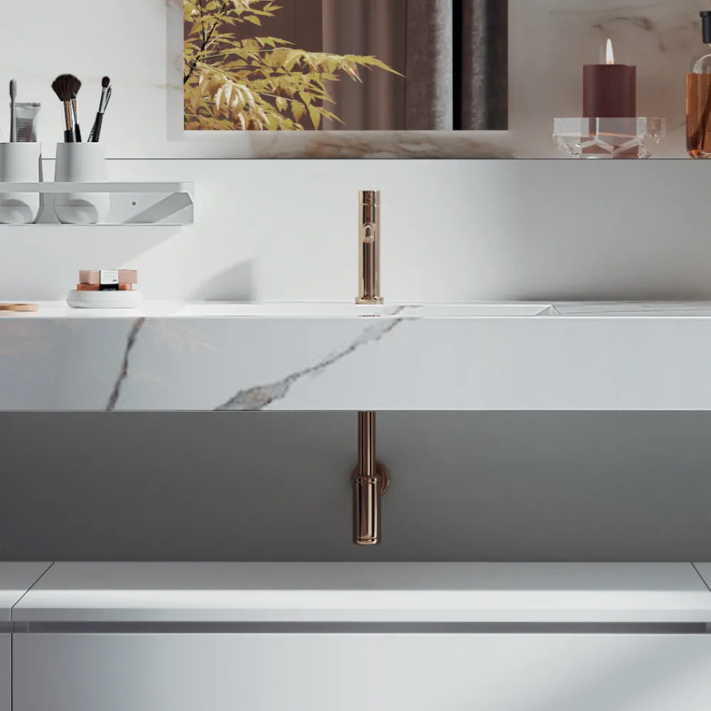 Viadurini Bathroom Badmöbel Hängend-Doppelte Badezimmerkomposition mit rechteckigem Spiegel und Waschbecken, hergestellt in Italien – Palom