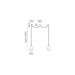 Viadurini Lighting Designer Pendelleuchten-Doppelte Pendelleuchte aus Eisen und Glas, hergestellt in Italien – Cloudy
