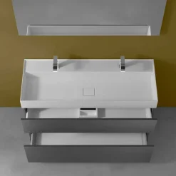 Viadurini Bathroom Badmöbel Hängend-Doppelwaschbecken mit Bodenschrank Modernes Design in Laminat - Pompei