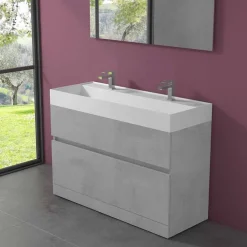 Viadurini Bathroom Badmöbel Hängend-Doppelwaschbecken mit Bodenschrank Modernes Design in Laminat - Pompei