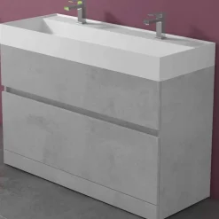 Viadurini Bathroom Badmöbel Hängend-Doppelwaschbecken mit Bodenschrank Modernes Design in Laminat - Pompei