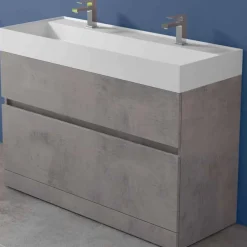 Viadurini Bathroom Badmöbel Hängend-Doppelwaschbecken mit Bodenschrank Modernes Design in Laminat - Pompei