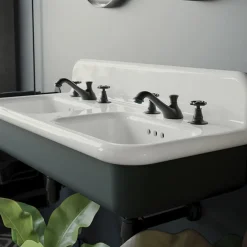 Viadurini Bathroom Vintage Waschbecken|Farbige Waschbecken-Doppelwaschbecken mit rechteckiger Keramikstruktur – Kevin