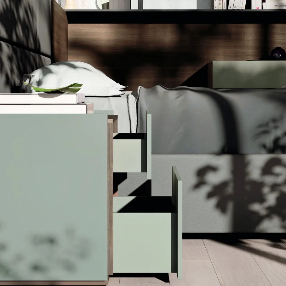 Viadurini Night Design Schlafzimmer Komplett-Doppelzimmer mit 5 Luxuselementen Made in Italy - Emerald