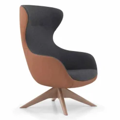 Viadurini Living Moderne Sessel-Drehbarer Ledersessel mit Holzgestell Made in Italy - Butterfly