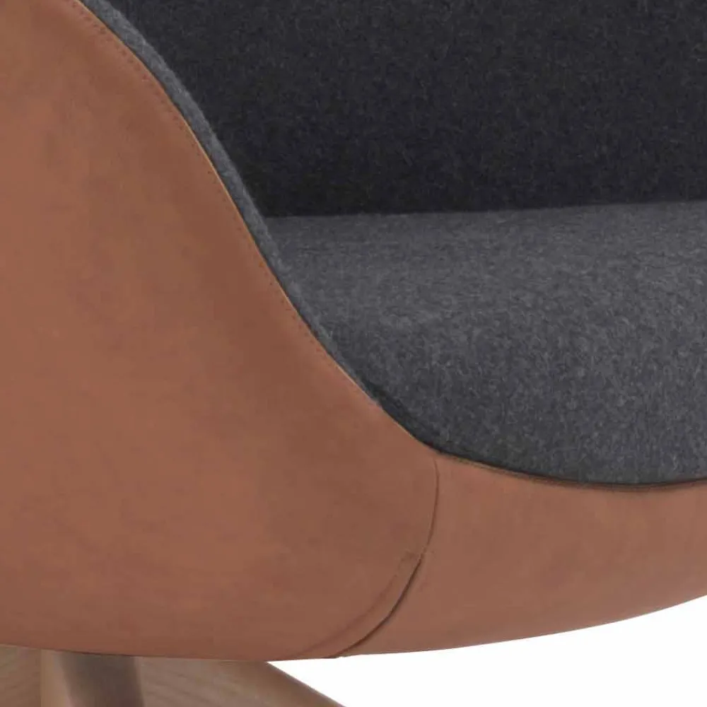 Viadurini Living Moderne Sessel-Drehbarer Ledersessel mit Holzgestell Made in Italy - Butterfly