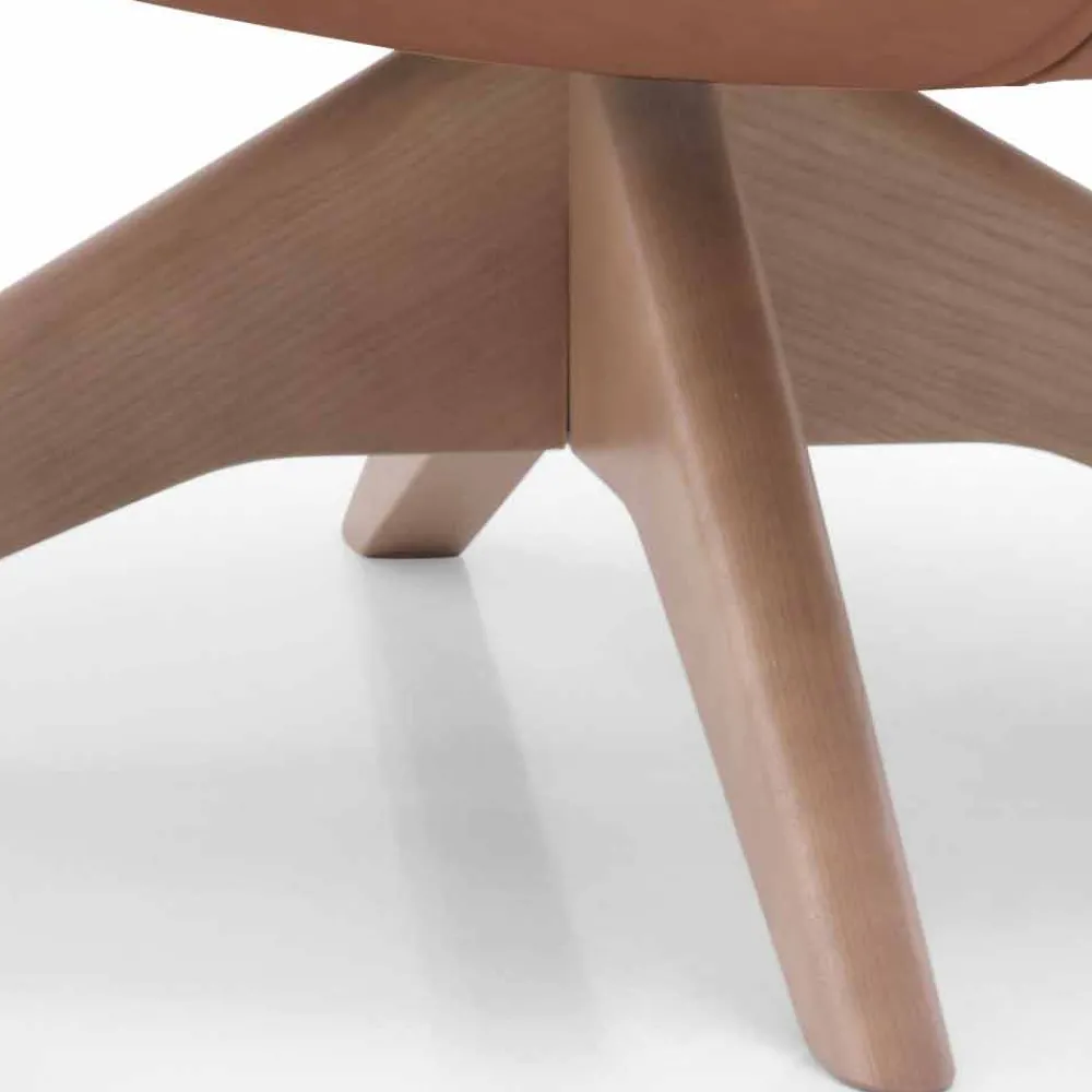 Viadurini Living Moderne Sessel-Drehbarer Ledersessel mit Holzgestell Made in Italy - Butterfly