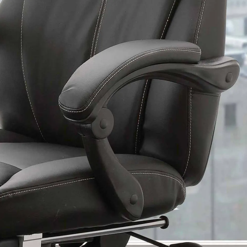 Viadurini Living Bürosessel-Drehbarer und verstellbarer Bürosessel aus schwarzem Kunstleder - Nazzareno