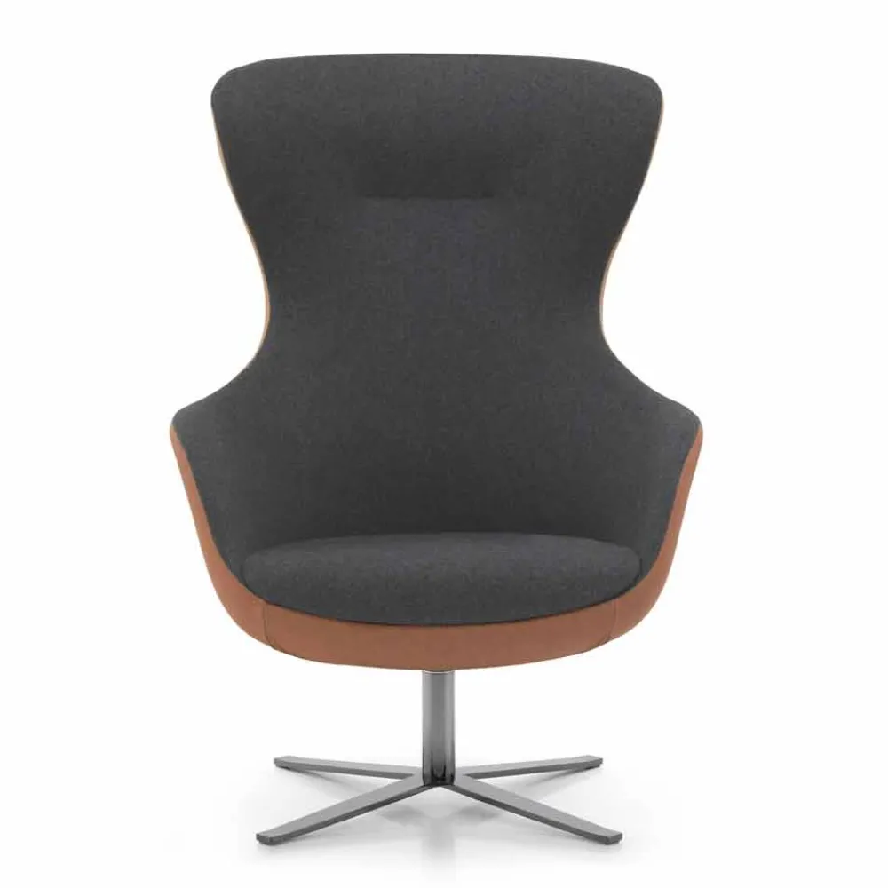 Viadurini Living Moderne Sessel-Drehbarer Wohnzimmersessel aus Leder und Stoff Made in Italy - Butterfly