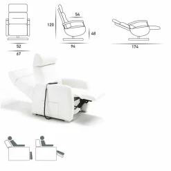 Stile Relax Aufstehsessel Und Massagesessel-Drehsessel, 2 Motoren modernes Design made in Italy Cassia