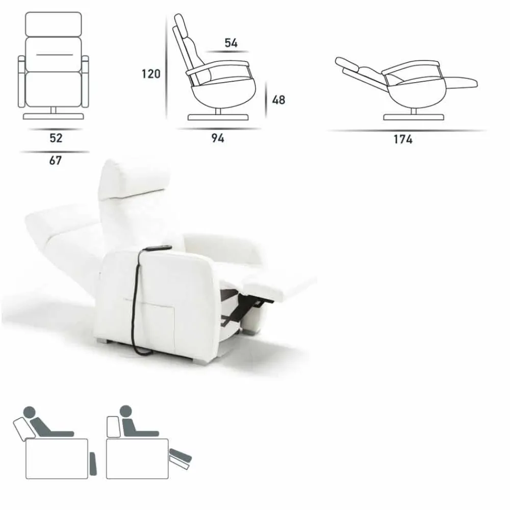 Stile Relax Aufstehsessel Und Massagesessel-Drehsessel, 2 Motoren modernes Design made in Italy Cassia