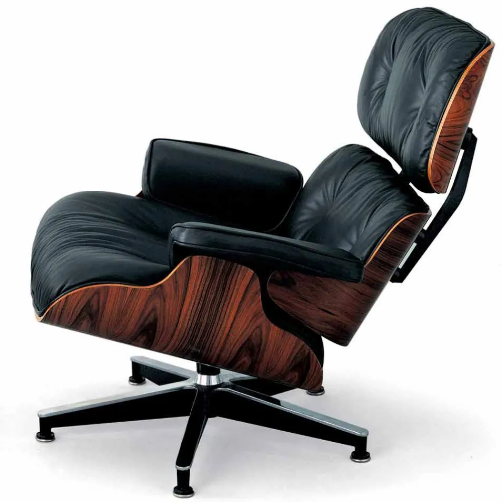 Viadurini Living Moderne Sessel-Drehsessel mit Lederbezug und Fußstütze Made in Italy - Maestrale