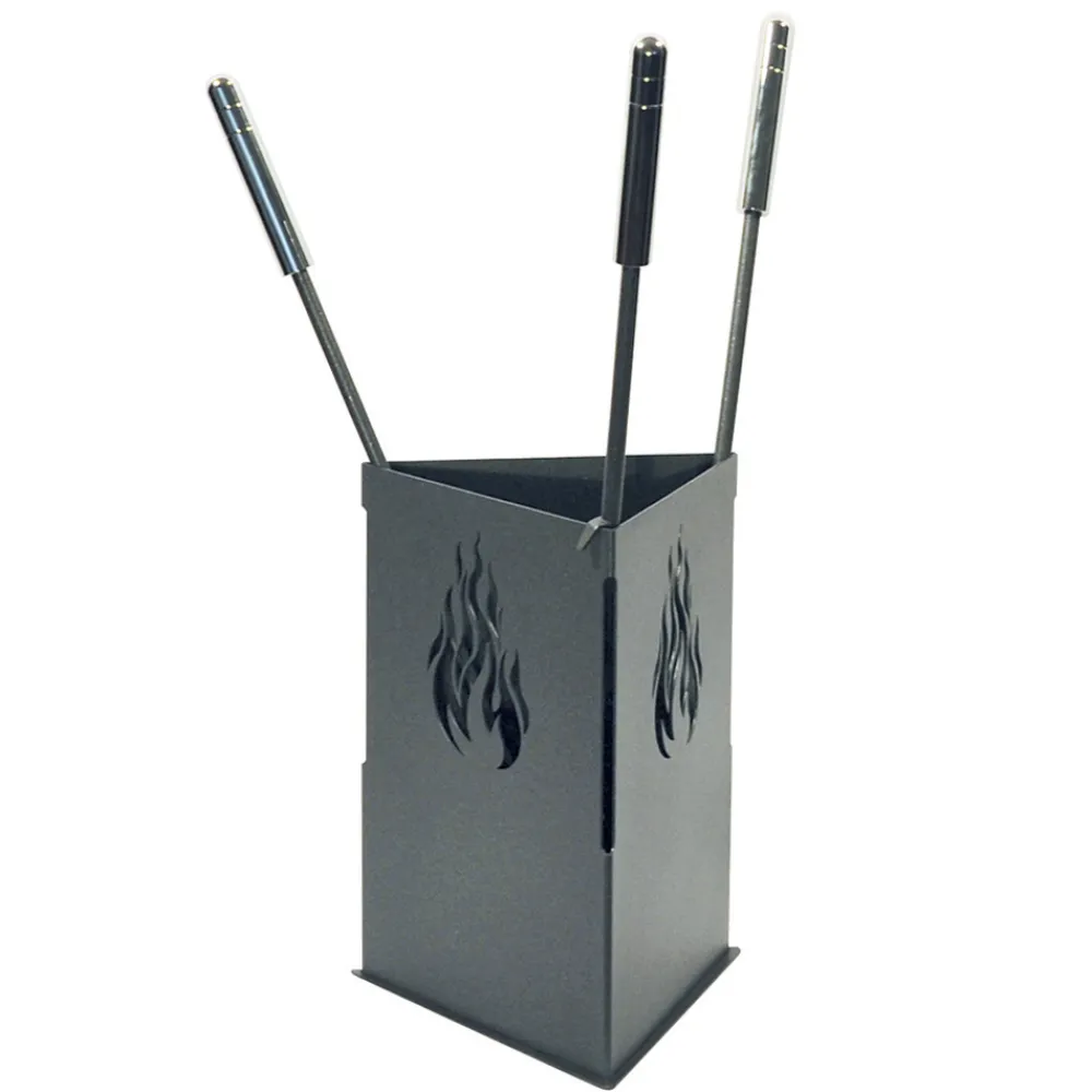 Viadurini Fire Design Kaminbesteck-Dreieckiger Werkzeughalter mit 3 Zubehörteilen im Lieferumfang enthalten, hergestellt in Italien – Passero