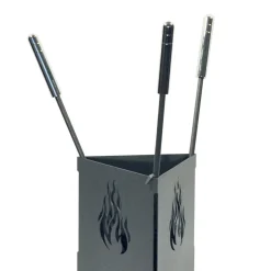 Viadurini Fire Design Kaminbesteck-Dreieckiger Werkzeughalter mit 3 Zubehörteilen im Lieferumfang enthalten, hergestellt in Italien – Passero