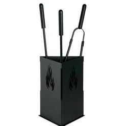 Viadurini Fire Design Kaminbesteck-Dreieckiger Werkzeughalter mit 3 Zubehörteilen im Lieferumfang enthalten, hergestellt in Italien – Passero