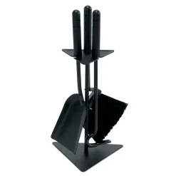 Viadurini Fire Design Kaminbesteck-Dreieckiger Werkzeughalter mit 3 Kaminbestecken, hergestellt in Italien – Tabu