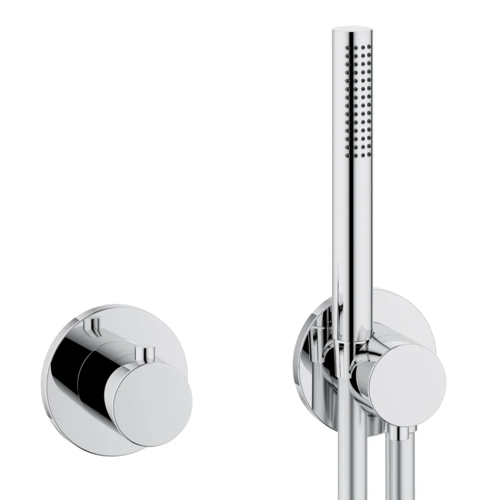 Viadurini Bathroom Duscharmaturen-Duschkopf- und Handbrausegruppe mit runder oder quadratischer Rosette - Kristio