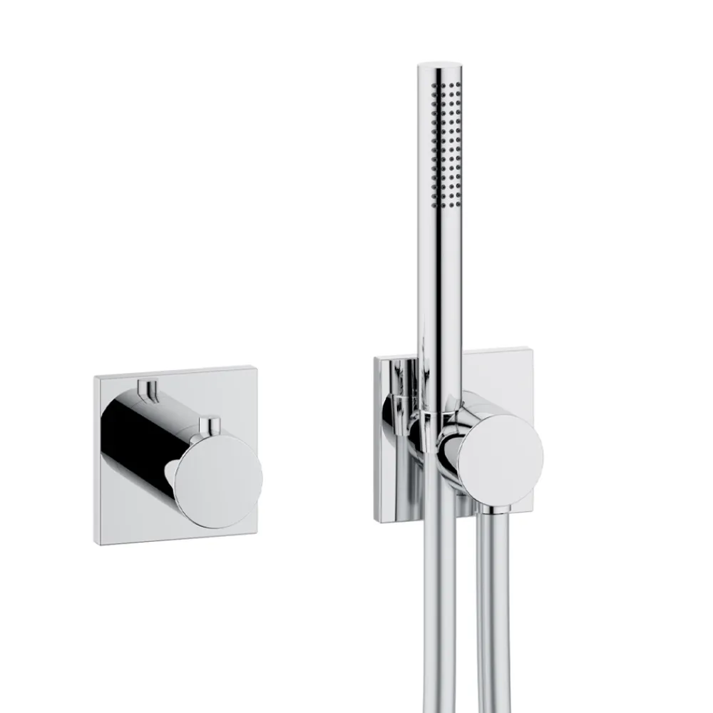 Viadurini Bathroom Duscharmaturen-Duschkopf- und Handbrausegruppe mit runder oder quadratischer Rosette - Kristio