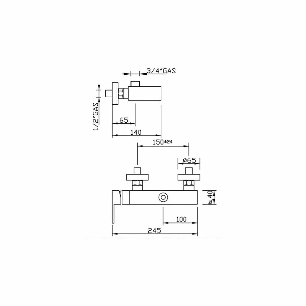 Viadurini Taps Duscharmaturen-Duschmischer mit Säulenanschluss Made in Italy - Panela