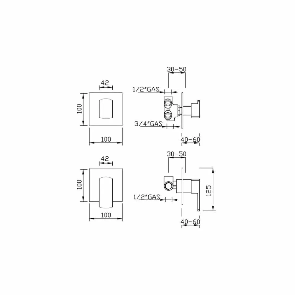 Viadurini Taps Duscharmaturen-Duschmischer mit 5-Wege-Umlenker Made in Italy - Sika
