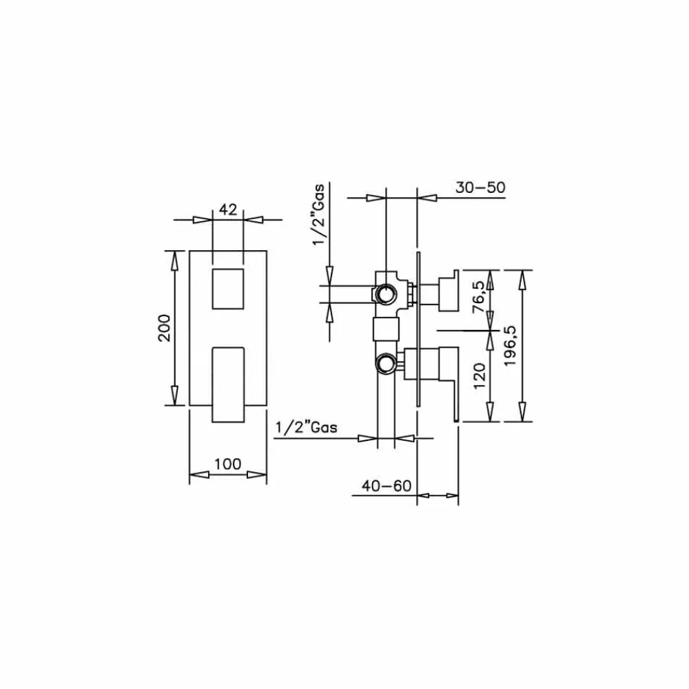 Viadurini Taps Duscharmaturen-Duschmischer mit 3-Wege-Umlenker Made in Italy - Panela