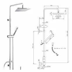 Viadurini Taps Duschsäulen-Duschsäule aus Messing mit Duschkopf und Handbrause in Abs Made in Italy - Lesio
