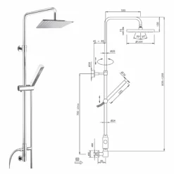 Viadurini Taps Duschsäulen-Duschsäule aus Messing mit Duschkopf und Handbrause in Abs Made in Italy - Lesio