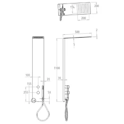 Viadurini Taps Duschsäulen-Duschsäule aus Stahl mit Regenduschkopf Made in Italy - Sailor