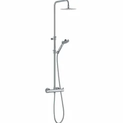 Viadurini Taps Duschsäulen-Duschsäule aus verchromtem Messing mit rundem Duschkopf Made in Italy - Griso