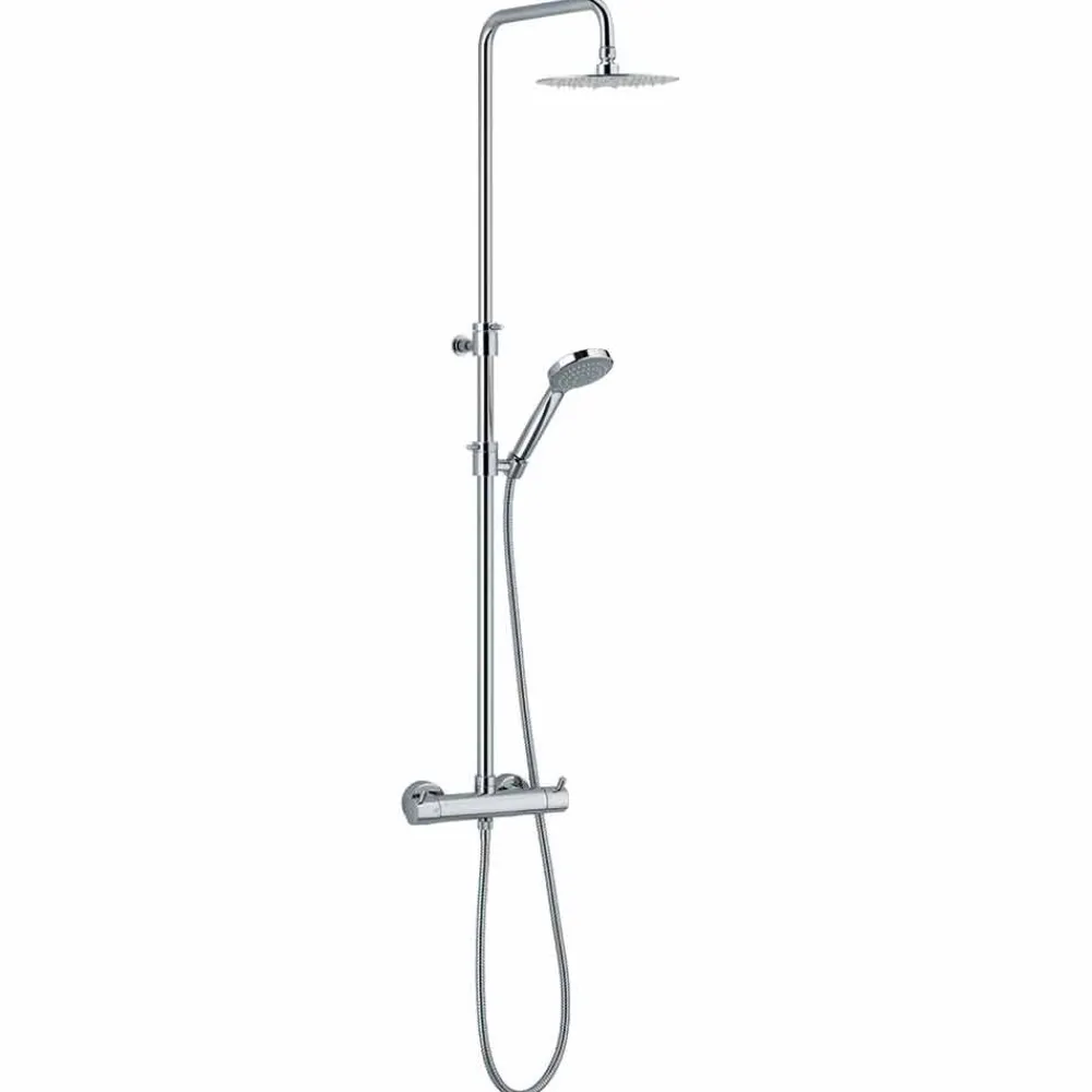 Viadurini Taps Duschsäulen-Duschsäule aus verchromtem Messing mit rundem Duschkopf Made in Italy - Griso