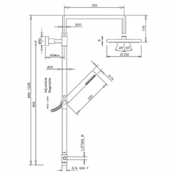 Viadurini Taps Duschsäulen-Duschsäule aus verchromtem Messing mit Bauchmuskel-Handbrause made in Italy - Selvio